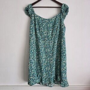 Old Navy Womens Size 2X Green Floral Dress Mini Stretch Comfy Cutesy Garden Airy